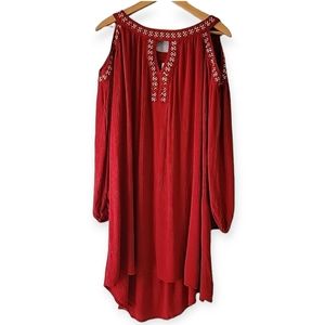 Knox Rose Womens Boho Long Sleeve Cold Shoulder Dress Size Large